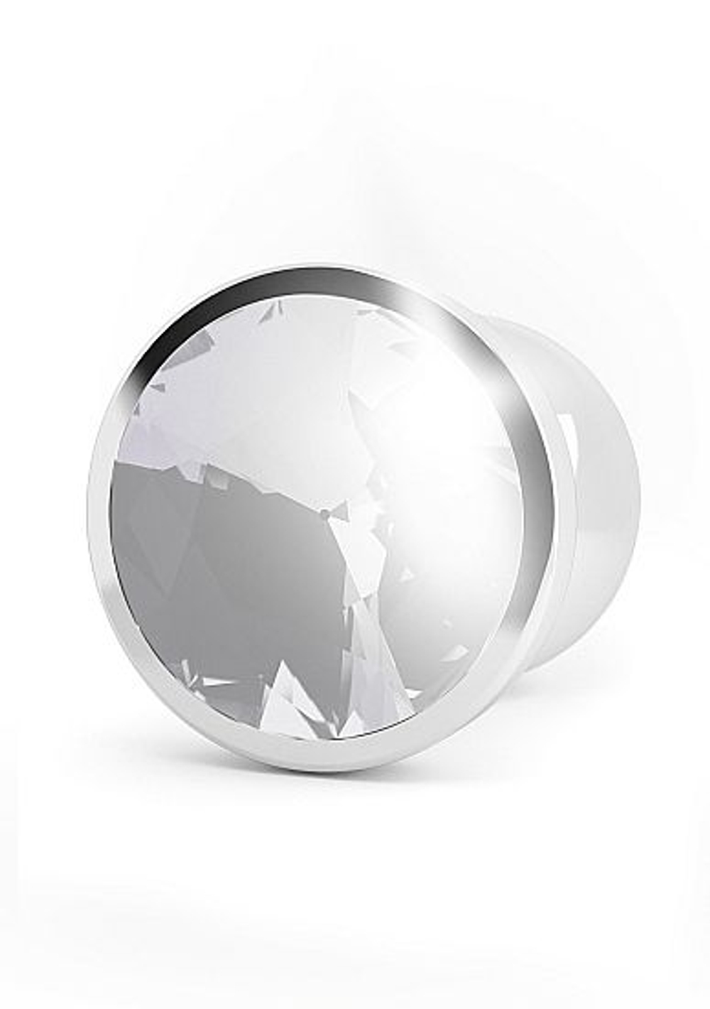 Серебристая анальная пробка R1 RICH с прозрачным кристаллом - 12 см. (Цвет: серебро)
