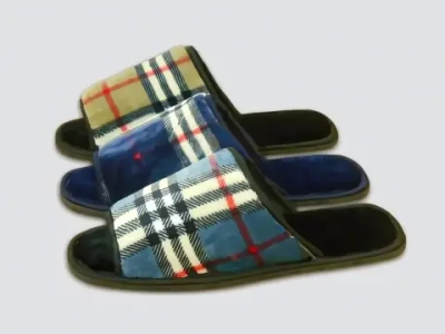 Тапочки домашние мужские «Клетка», открытые, верх велсофт, подклад-бязь, 42р