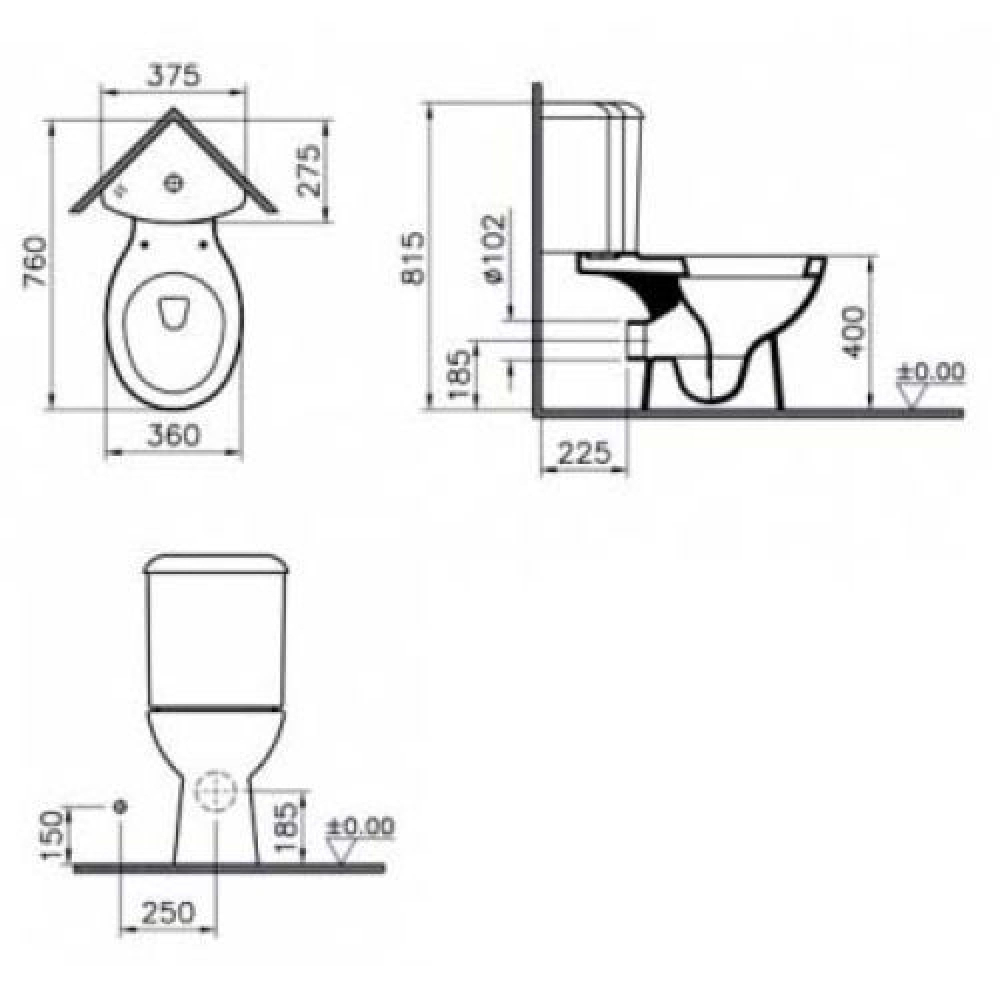 Унитаз-компакт VitrA Arkitekt 9754B003-7200
