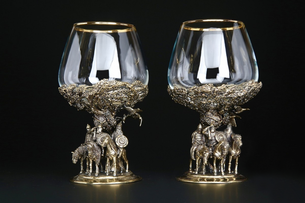 Набор бокалов для коньяка «Три богатыря» 2 шт. в подарочном футляре с художественным оформлением