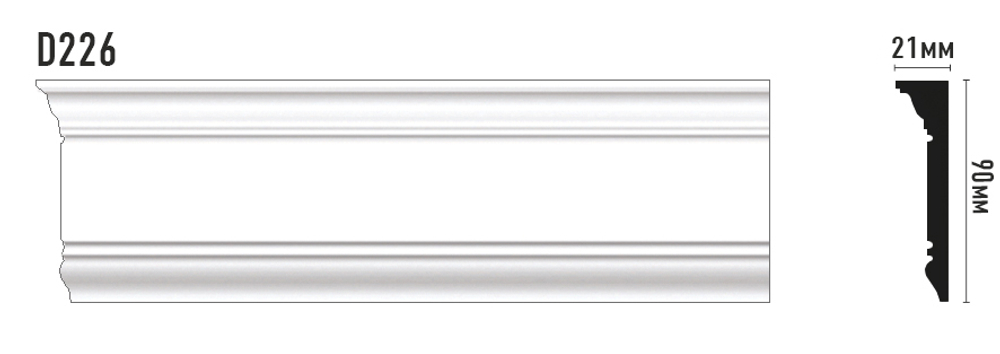 Плинтус напольный дюрополимер под покраску D226DM 90×20×2000 мм DecoMaster