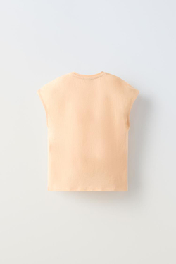 ZARA ФУТБОЛКА С ДЕКОРАТИВНЫМИ ДЕТАЛЯМИ, ОРАНЖЕВЫЙ