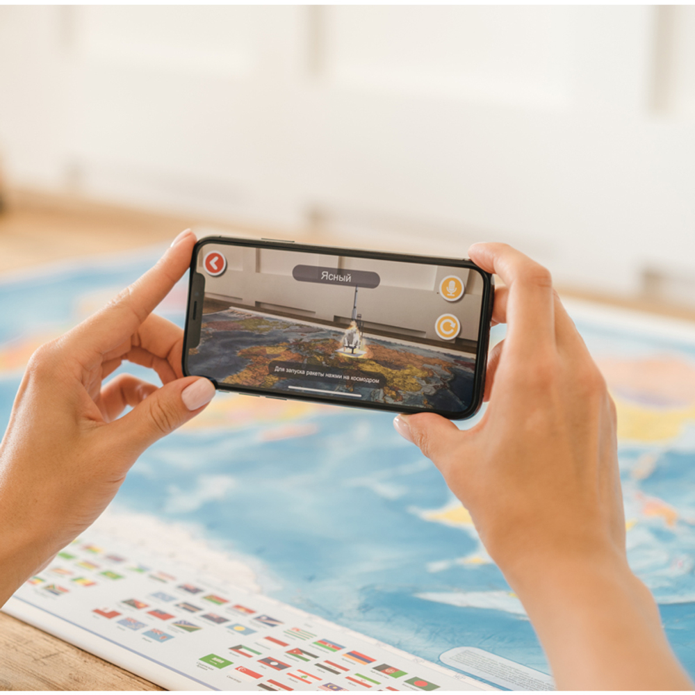 Карта Мира политическая Globen, 1:32 млн., 1010х700 мм, интерактивная, европодвес