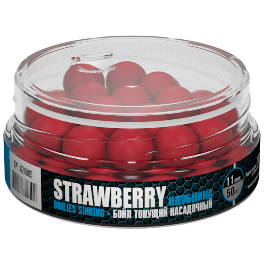 Бойлы тонущие Sonik Baits 11мм Strawberry (клубника) банка 50мл 624005