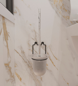 Ершик для унитаза DIWO Смоленск ПК14787 настенный, черный, хром, с подставкой и держателем