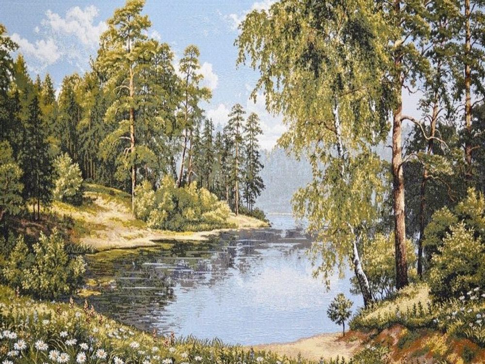 Гобеленовая картина &quot;D. ЗАВОДЬ В ЛЕСУ&quot; в багетной раме, Россия.