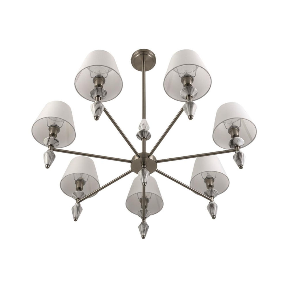 8274/7 CLASSI никель/белый/серый, металл/керамика/ткань Люстра Е14 7*40W 220V VERMONT