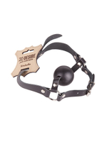 Чёрный кляп-шар на кожаных ремешках с пряжкой (Цвет: черный)