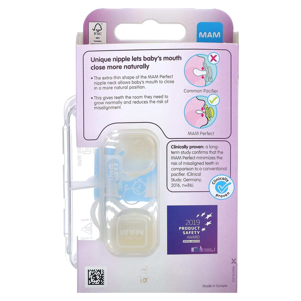 MAM, Perfect Pacifier, 0–3 месяца, унисекс, 2 шт.