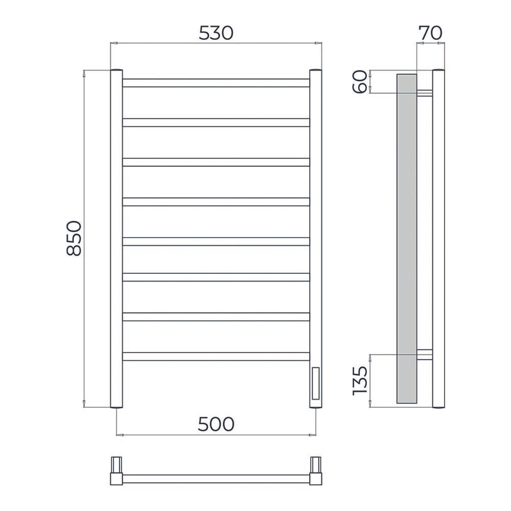 Полотенцесушитель Terminus Ватикан П8 500х850 электро Брашированное золото