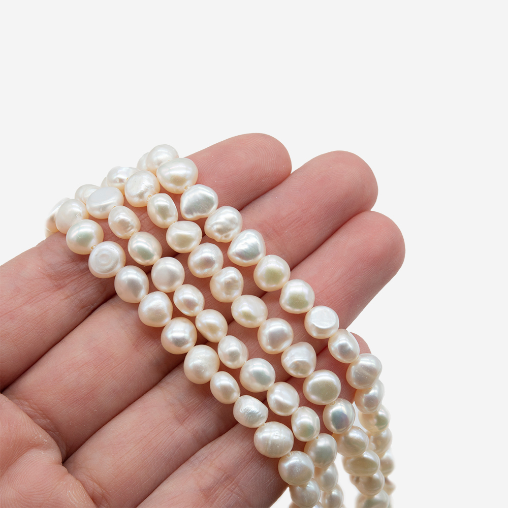 Жемчуг культивированный в форме пуговки, белый, 5*6мм