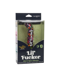 Черный мини-вибратор с цветочным принтом Lil Fucker Mini G-Spot Vibrator - 12,75 см.
