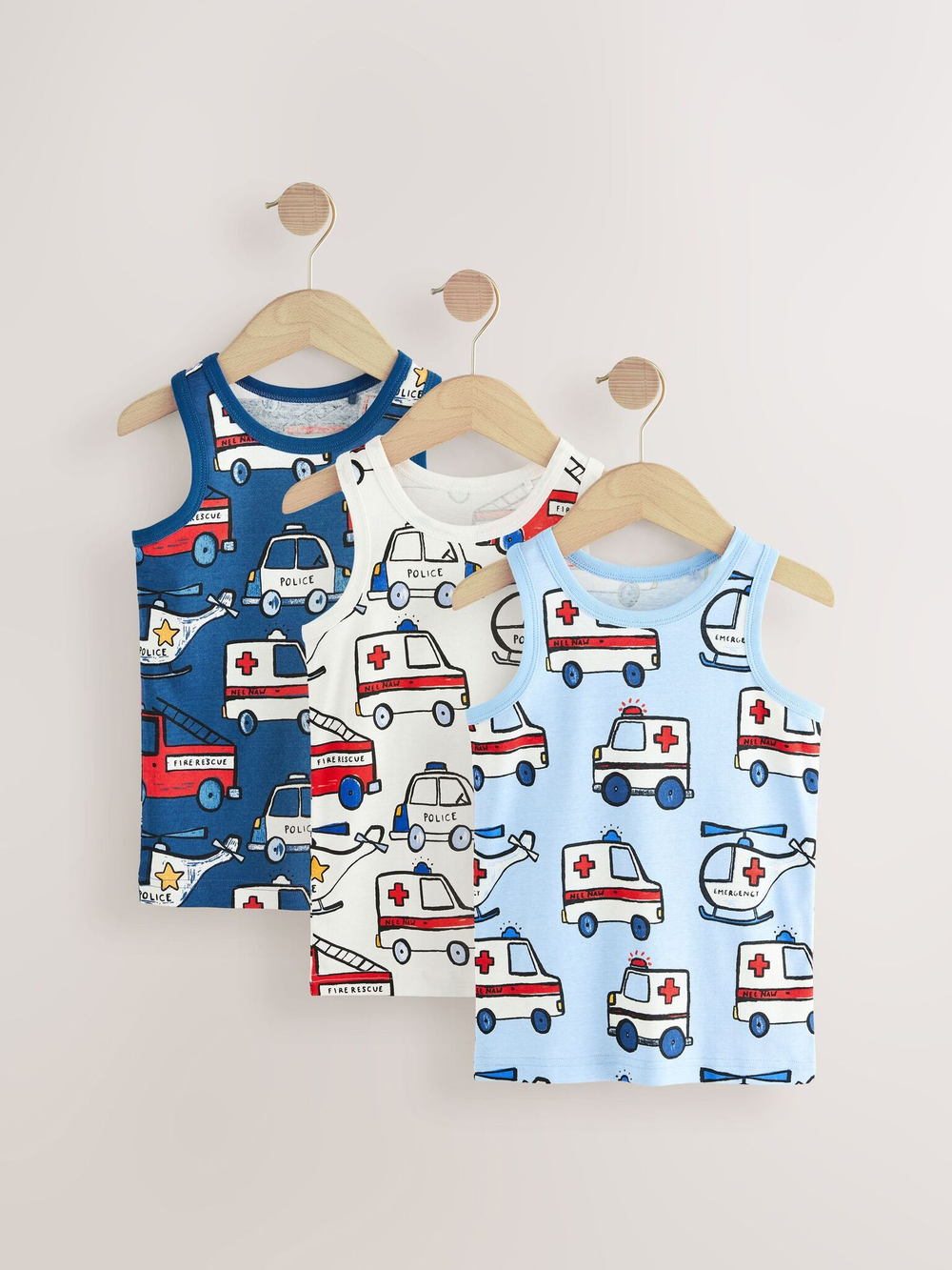 Майка для мальчика Next AA1-095, 3 шт., Голубой, Молочный, Синий