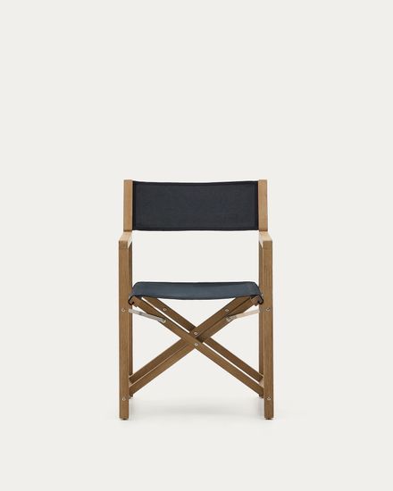 Складное уличное кресло Vilara из акации и ткани черного цвета