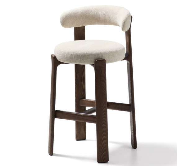 Барный стул Granite из бежевой синели и ясеня с отделкой орех 75 см