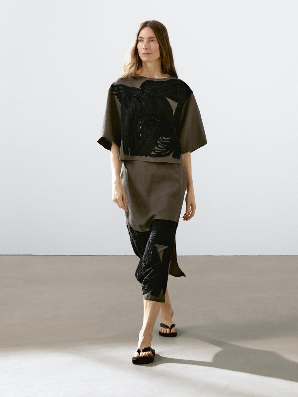 Massimo Юбка миди с контрастными деталями, хаки