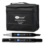 Маркер для скетчинга, двусторонние, Basir, на подставке, четырёхгранные, 14 мм, спиртовые, 60 шт