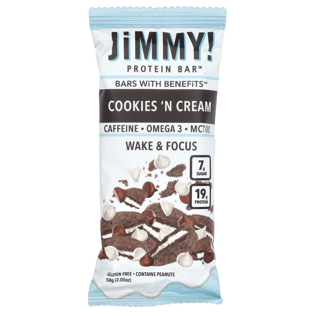 JiMMY!, Bars With Benefits, протеиновый батончик, печенье с кремом, 4 батончика, 58 г (2,05 унции)