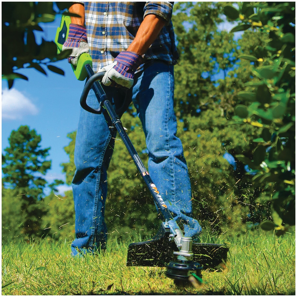 Триммер струнный аккумуляторный GREENWORKS GD40BC,40В,35см,б/щ,с ножом,без АКБ и ЗУ  (1301507)