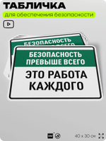 Табличка для обеспечения безопасности "Безопасность превыше всего это работа каждого", для производства, предприятия, организаций, 40х30 см, Silver Plane x Айдентика Технолоджи