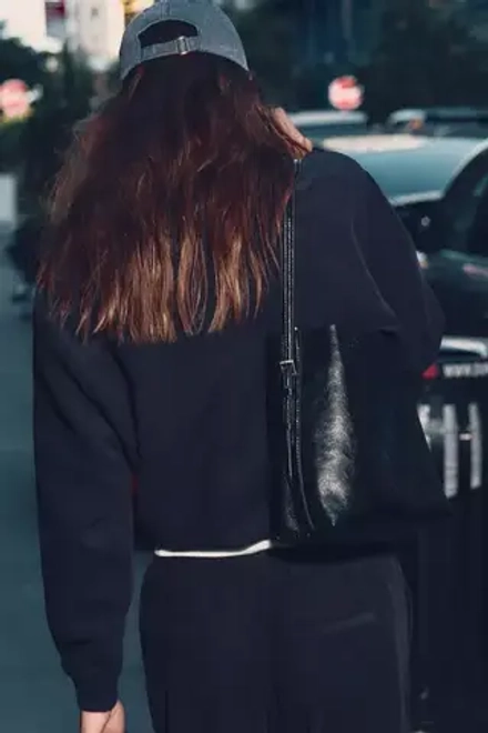 ZARA СУМКА-МЕШОК С ДВУМЯ РУЧКАМИ, ЧЕРНЫЙ