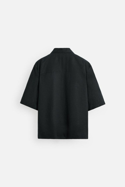 ZARA РУБАШКА ОВЕРСАЙЗ ИЗО ЛЬНА И ВИСКОЗЫ, ЧЕРНЫЙ