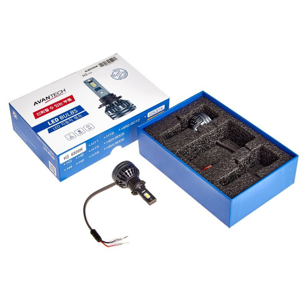 Лампа светодиодная LED Avantech H3 12V 35W, 6500К 3500lm (комплект 2 шт.) ALB0335W