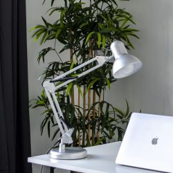 TLI-221 SILVER E27 Светильник настольный. Цоколь Е27. 60W. Механический выключатель. Серебристый. ТМ Uniel