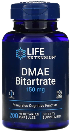 Life Extension DMAE Bitartrate 150 mg 200 veg capsules, ДМАЕ Диметиламиноэтанол
