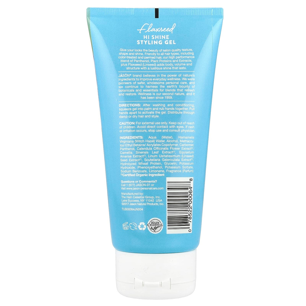 Jason Natural, Гель для укладки Flaxseed Hi Shine, 170 г (6 унций)