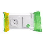 GLOSSA БЛОК: РОЗЕТКА без заземления + 2-клавишный ВЫКЛЮЧАТЕЛЬ, БЕЛЫЙ