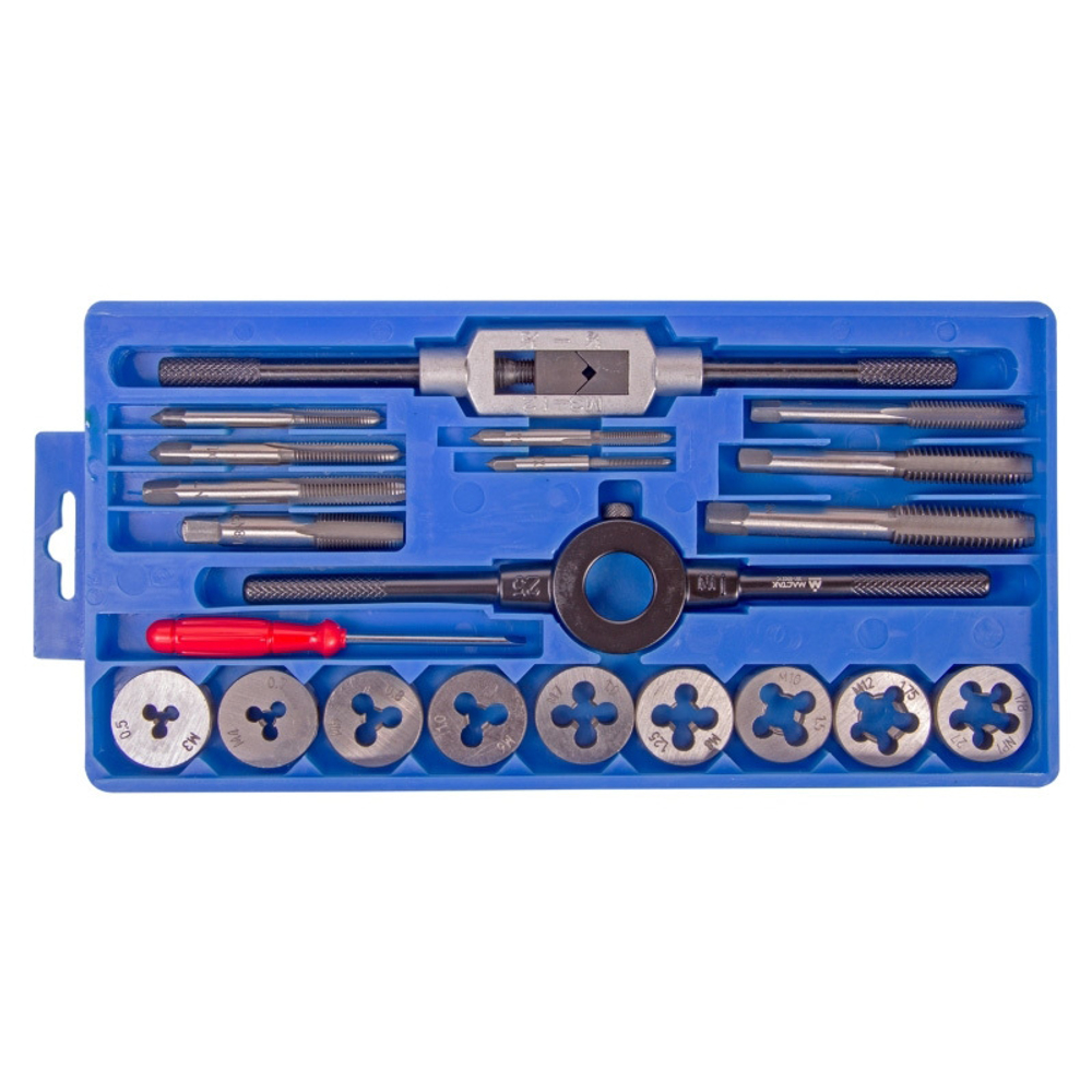 МАСТАК (351-00021C) Набор метчиков и плашек HSS, M3-M12, 21 предмет