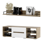 ТВ Тумба и полка Наоми ТБ-16 дуб каньон/белый глянец