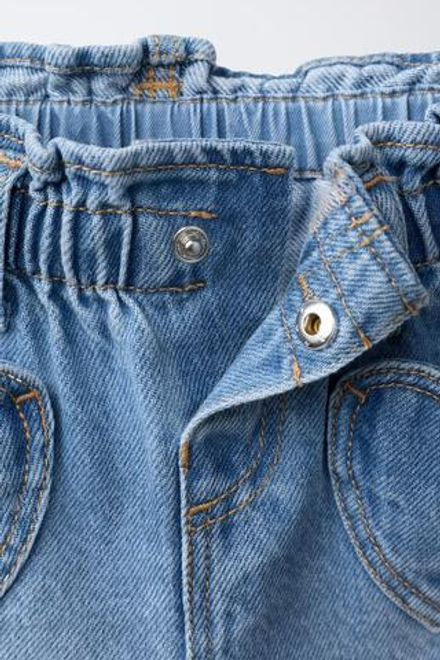 ZARA ДЖИНСОВЫЕ ШОРТЫ С КАРМАНАМИ «СЕРДЕЧКИ», ГОЛУБОЙ