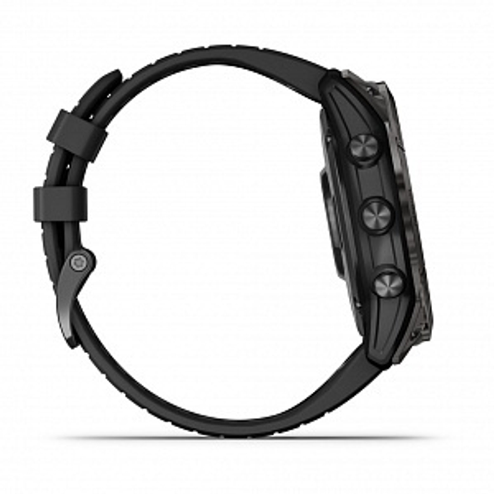 Смарт часы Garmin Epix Pro (Gen 2) Sapphire Edition 51 мм, титановый угольно-серый, DLC, черный силиконовый ремешок