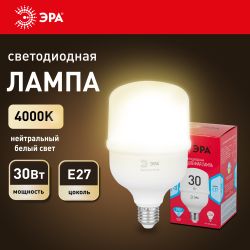 Лампа светодиодная ЭРА RED LINE LED POWER T80-30W-4000-E27 R E27 R 30 Вт колокол нейтральный белый свет | Лампы cветодиодные POWER
