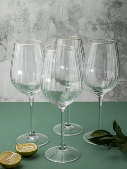 Набор бокалов для вина, 600 мл, 2 шт. с золотой каймой