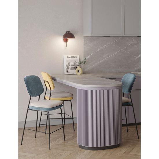 Стул полубарный с контрастным кантом pea, велюр, сине-зеленый/бежевый