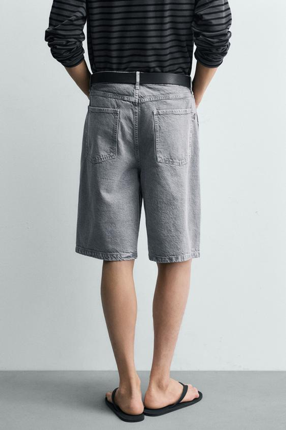 ZARA ШОРТЫ BAGGY FIT, ЛИНЯЛЫЙ СИНИЙ