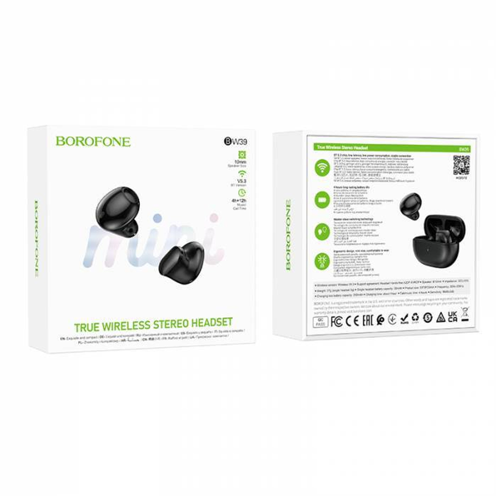 Беспроводные наушники TWS BOROFONE BW39 (черный)