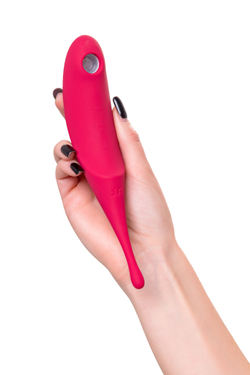 Точечный вибратор с вакуумной стимуляцией Satisfyer Twirling Pro, силикон, красный 20 см