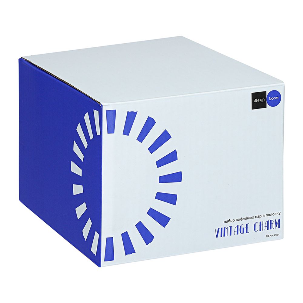 Набор кофейных пар в полоску Vintage Charm, 90 мл, 2 шт.