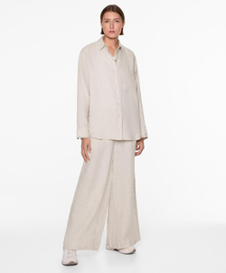 Oysho Льняная рубашка, песочный