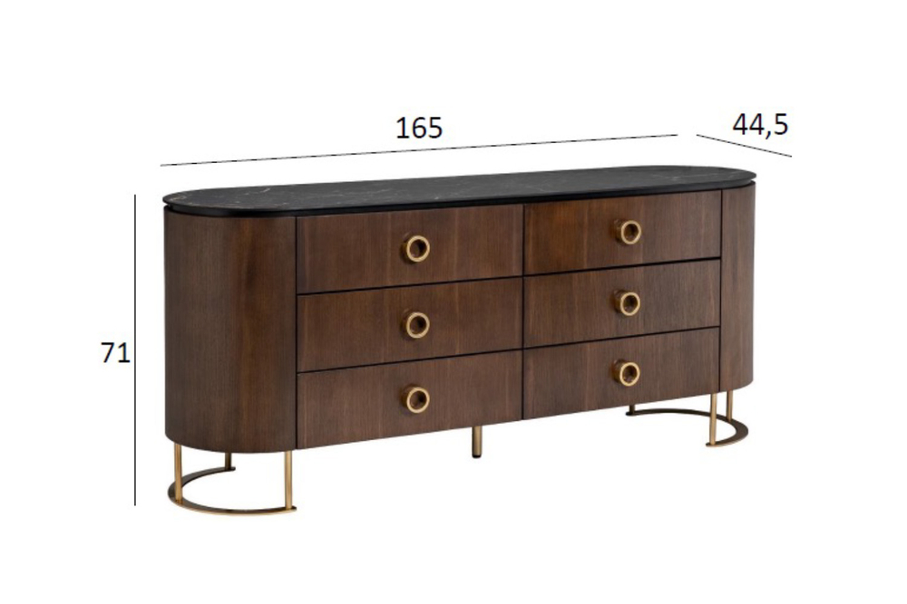 Комод коричневый 165x44,5x71см Garda Decor