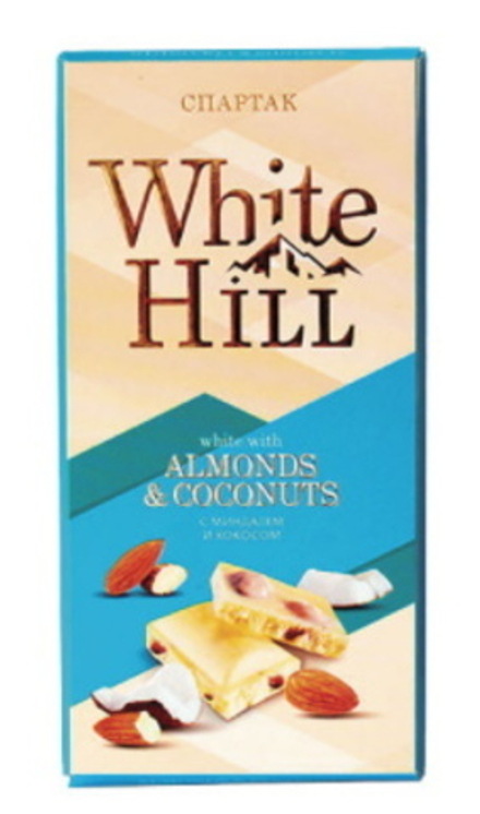 Шоколад "Спартак" 90г. Белый с миндалем и кокосом
