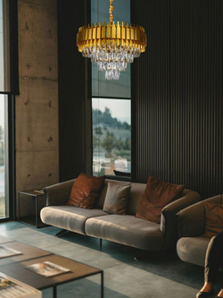 Люстра подвесная Lanbos, 10 ламп Е14, до 400 Вт, до 30 кв м, золотая