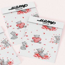 Ткань ниагара мишки с сердечками