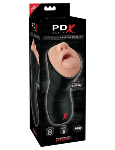 Мастурбатор-ротик Deep Throat Vibrating Stroker (Цвет: телесный с черным)