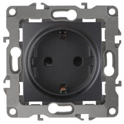 Розетка ЭРА Серия 12 12-2102-05 с заземлением 2P+E Schuko со шторками 16A-250В IP20 антрацит