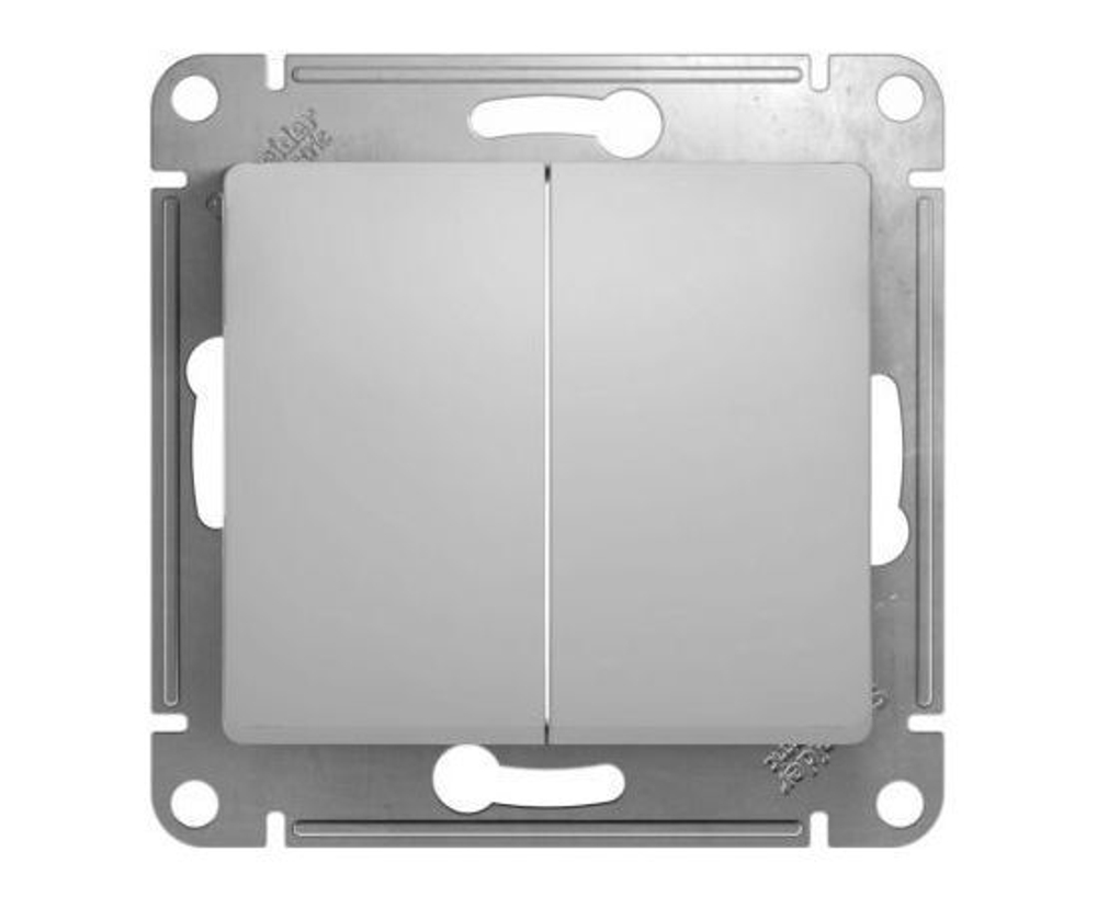 Выключатель 2-клавишный в рамку Алюминий GLOSSA Schneider Electric/Systeme Electric